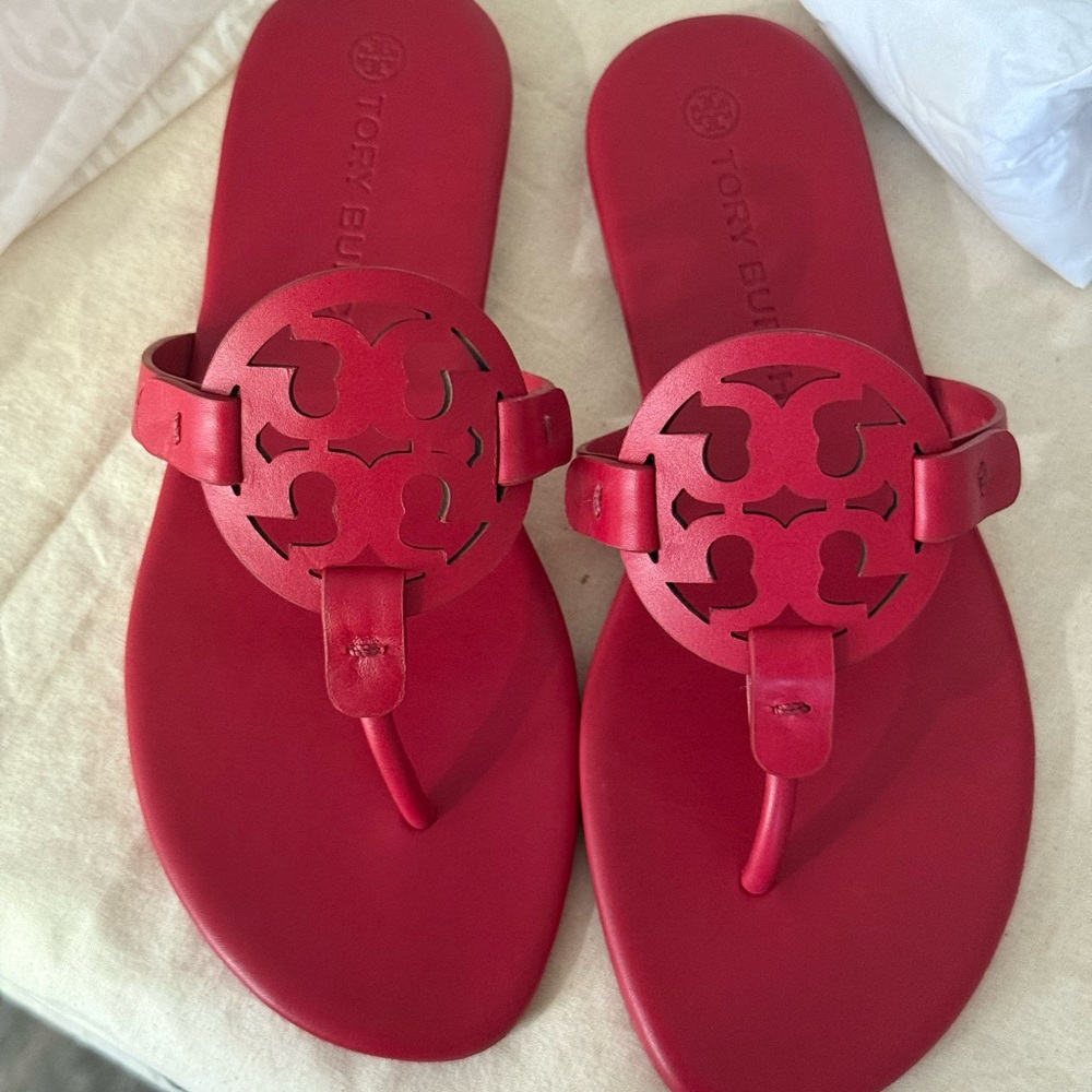 New tory burch miller sandals in red